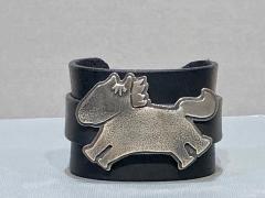 Melanie A Yazzie Beverly Hills Yazzie black leather and sterling silver cuff bracelet - 1758893