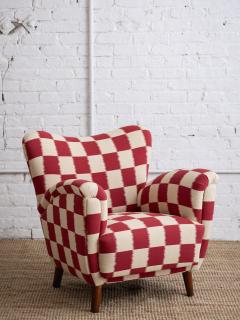 Melchiorre Bega A Mid Century Italian Armchair in Checkered Jacquard - 3518086