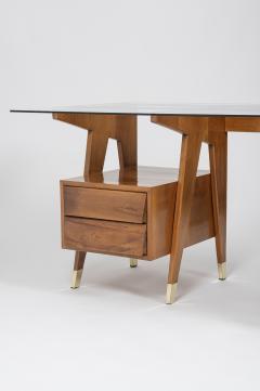 Melchiorre Bega Four Drawer Walnut Desk With Vitrex Glass Top by Melchiorre Bega Italy c 1950 - 3654673