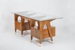 Melchiorre Bega Four Drawer Walnut Desk With Vitrex Glass Top by Melchiorre Bega Italy c 1950 - 3654678