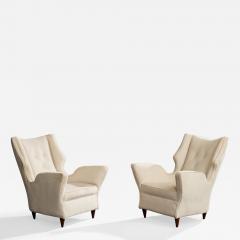 Melchiorre Bega Lounge Chairs with Fabric and Walnut Italy 1950s - 4786351