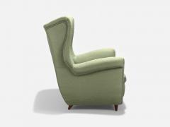 Melchiorre Bega Melchiorre Bega Green Fabric Wood Lounge Chair Italy 1950s - 4433731