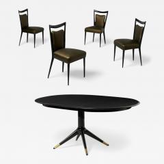 Melchiorre Bega Melchiorre Bega Italian Mid Century Modern Dining Chairs Table Black Lacquer - 3496496