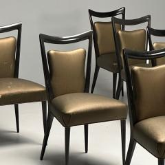 Melchiorre Bega Melchiorre Bega Italian Mid Century Modern Eight Dining Chairs Black Lacquer - 3467778