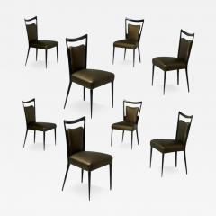 Melchiorre Bega Melchiorre Bega Italian Mid Century Modern Eight Dining Chairs Black Lacquer - 3471504