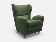 Melchiorre Bega Melchiorre Bega attr Dark Green Fabric Wood Lounge Chair Italy 1950s - 4430130