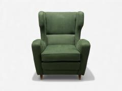 Melchiorre Bega Melchiorre Bega attr Dark Green Fabric Wood Lounge Chair Italy 1950s - 4430132