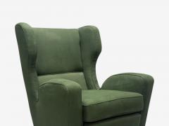 Melchiorre Bega Melchiorre Bega attr Dark Green Fabric Wood Lounge Chair Italy 1950s - 4430134