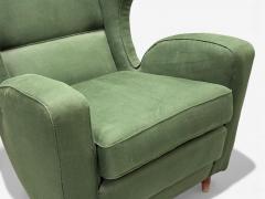 Melchiorre Bega Melchiorre Bega attr Dark Green Fabric Wood Lounge Chair Italy 1950s - 4430136