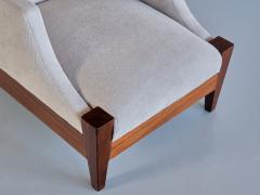 Melchiorre Bega Pair of Melchiorre Bega Armchairs in Walnut Brass Ivory Fabric Italy 1940s - 3346898