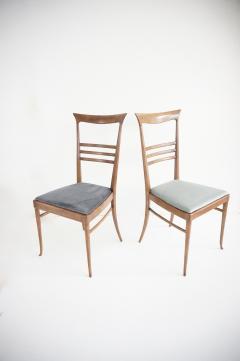 Melchiorre Bega fine set of 6 Melchiorre Bega walnut and velvet high back dining chairs 1950 - 4228790