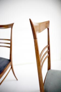 Melchiorre Bega fine set of 6 Melchiorre Bega walnut and velvet high back dining chairs 1950 - 4228794
