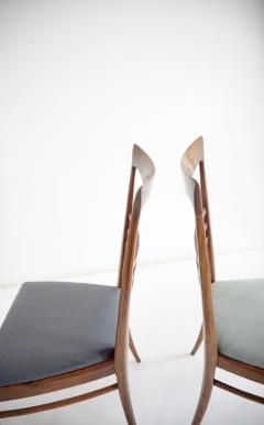 Melchiorre Bega fine set of 6 Melchiorre Bega walnut and velvet high back dining chairs 1950 - 4228795