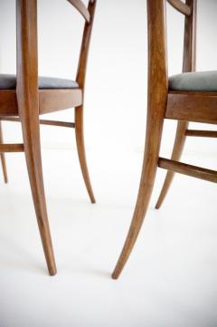Melchiorre Bega fine set of 6 Melchiorre Bega walnut and velvet high back dining chairs 1950 - 4228797