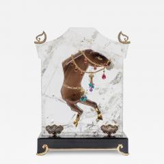 Mellerio Paris a French Gold Diamonds Silver and Smoky Quartz Carved Horse - 2791261