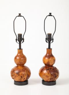 Melvin Lindquist Hand Turned Burl Maple Lamps - 4588258
