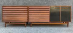 Merton Gershun Merton Gershun American of Martinsville Long Short Louvered Walnut Cabinets - 3235113