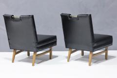 Merton Gershun Merton Gershun Slipper Chairs in Faux Black Leather with Brass Pulls - 2957875