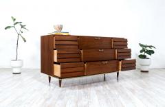 Merton Gershun Merton Gershun Walnut Dresser with Brass Accents for American of Martinsville - 2415549