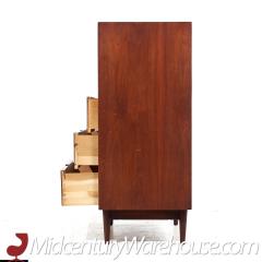 Merton Gershun Merton Gershun for American of Martinsville Walnut and Brass 5 Drawer Highboy - 3684917