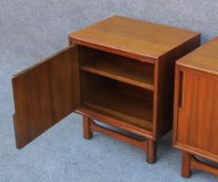 Merton Gershun Pair of Merton Gershun for Cavalier Mid Century Modern Walnut Brass Nightstands - 3387628