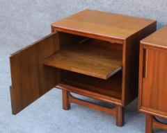 Merton Gershun Pair of Merton Gershun for Cavalier Mid Century Modern Walnut Brass Nightstands - 3387631