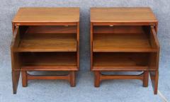 Merton Gershun Pair of Merton Gershun for Cavalier Mid Century Modern Walnut Brass Nightstands - 3387647