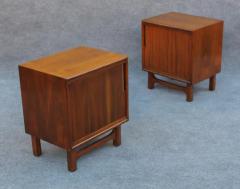 Merton Gershun Pair of Merton Gershun for Cavalier Mid Century Modern Walnut Brass Nightstands - 3387651