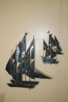 Metal Sailboats Wall Sculpture in the manner of Curtis Jere - 2278462