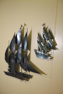 Metal Sailboats Wall Sculpture in the manner of Curtis Jere - 2278465