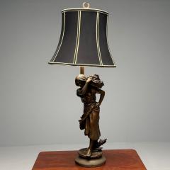 Metal Statue of a Woman Fruit Bearer Mounted as Lamp French 1930s - 3397817