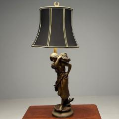 Metal Statue of a Woman Fruit Bearer Mounted as Lamp French 1930s - 3397820