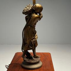 Metal Statue of a Woman Fruit Bearer Mounted as Lamp French 1930s - 3397822