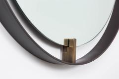 Metal and Leather Round Hanging Mirror - 196918