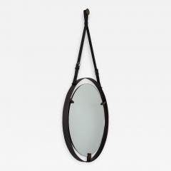 Metal and Leather Round Hanging Mirror - 197578