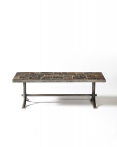 Metal and Stone Coffee Table France c 1950 - 4210284