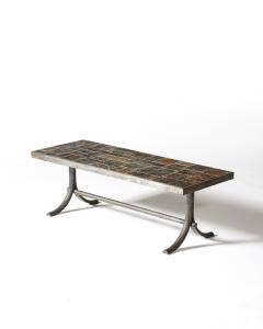 Metal and Stone Coffee Table France c 1950 - 4210285