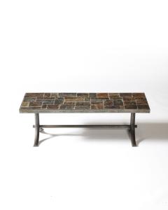 Metal and Stone Coffee Table France c 1950 - 4210286