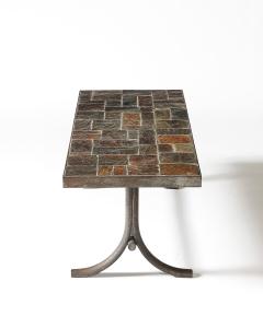 Metal and Stone Coffee Table France c 1950 - 4210290