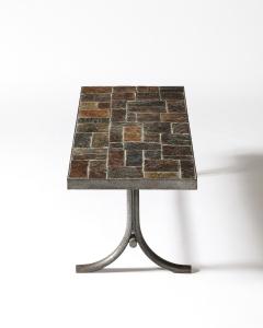 Metal and Stone Coffee Table France c 1950 - 4210296