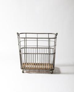 Metal and Wood Cart Rolling Basket France c 1950 - 4210501
