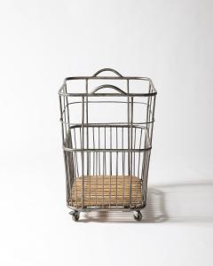 Metal and Wood Cart Rolling Basket France c 1950 - 4210503