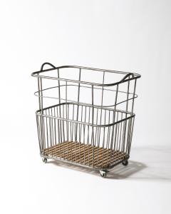 Metal and Wood Cart Rolling Basket France c 1950 - 4210504