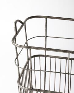 Metal and Wood Cart Rolling Basket France c 1950 - 4210505
