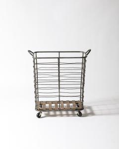 Metal and Wood Cart Rolling Basket France c 1950 - 4210515