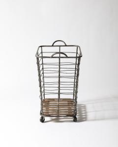 Metal and Wood Cart Rolling Basket France c 1950 - 4210518