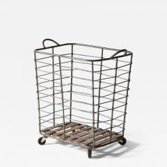 Metal and Wood Cart Rolling Basket France c 1950 - 4211806