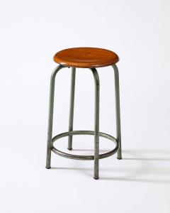 Metal and Wood French Factory Barstools France c 1950s - 3658926