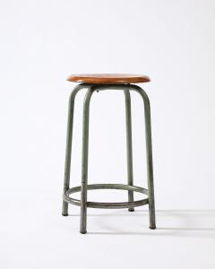 Metal and Wood French Factory Barstools France c 1950s - 3658932