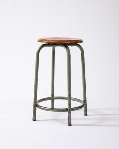 Metal and Wood French Factory Barstools France c 1950s - 3658934